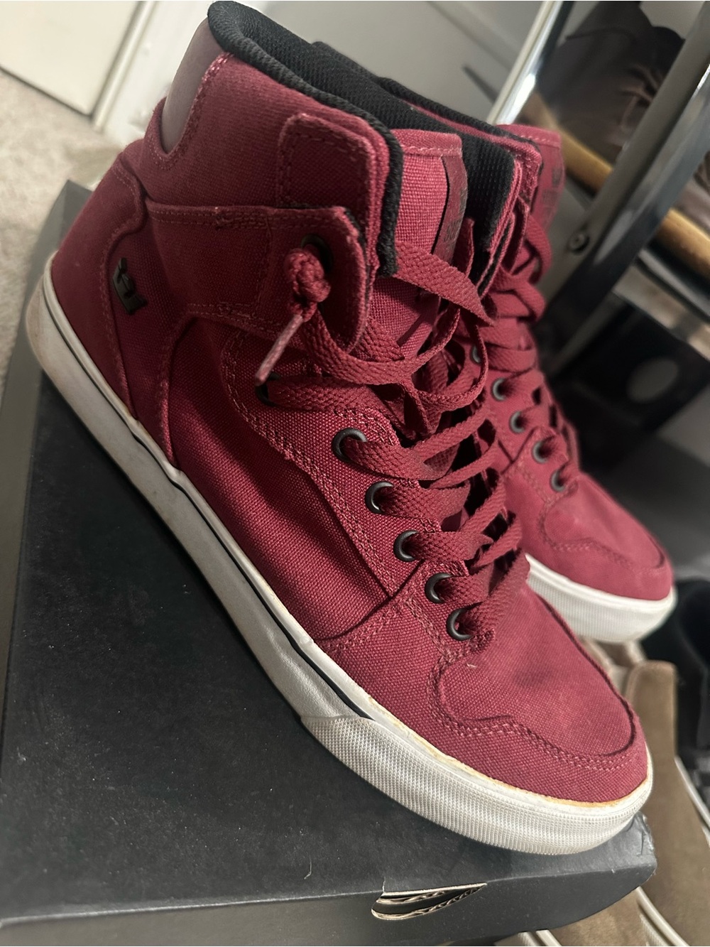 Supra High-Top Canvas Sneakers - Burgundy